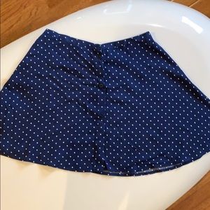 H&M blue polka dot skater skirt with front buttons
